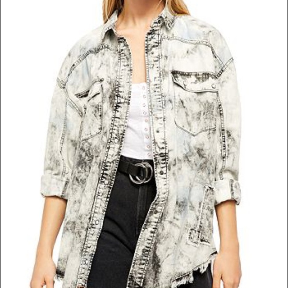 Free people cotton frayed shirt